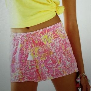 Lilly Pulitzer Beach Shorts Pink Pout More Kinnis In The Keys EUC-Medium 💕💛💕